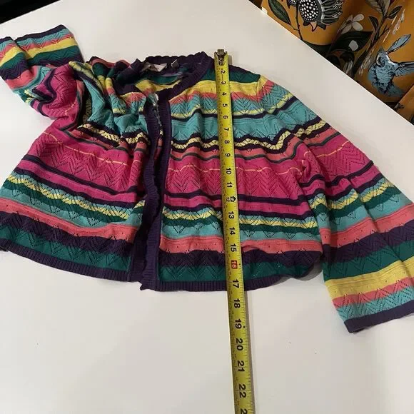 Soft Surroundings NWT Monteverde Stripe Cardigan Sweater - Size L Artsy Colorful - Picture 8 of 8